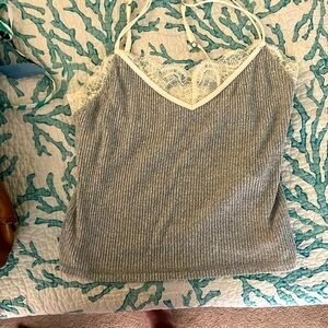 Never worn -Abercrombie and fitch -lace/crop top gray size medium never worn!